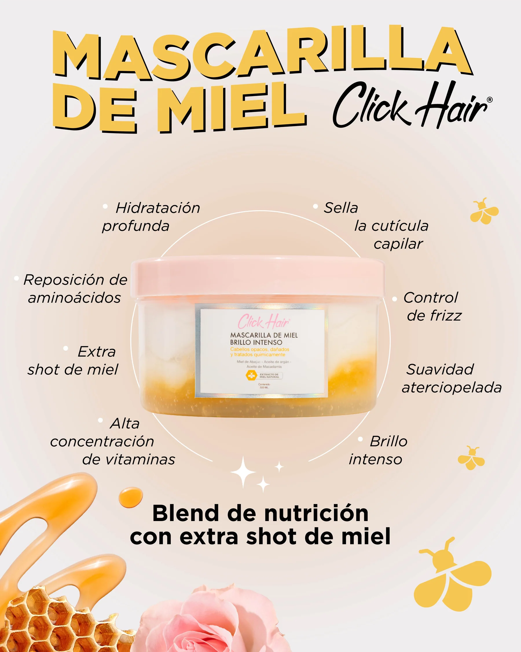 Mascarilla de miel brillo intenso 